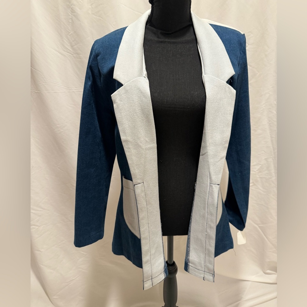 One of a kind patchwork denim blazer